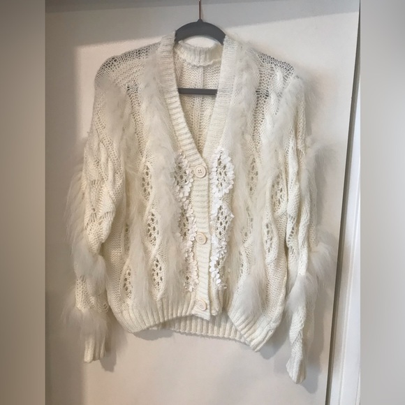 Handmade wool blend knit cardigan SZ XL - Picture 2 of 8